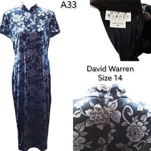 David Warren Shoer Sleeve, Black, Ornate Neckline,  Size 14